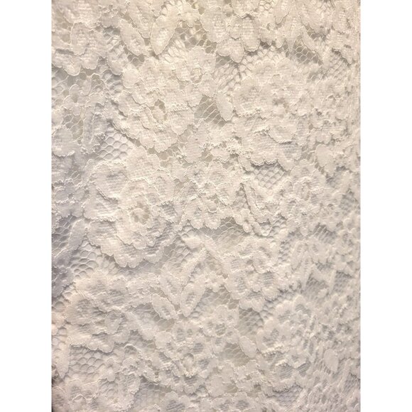 Likely Mari White Midi Dress Sz 4 Sleeveless Lace Feathers Empire Waist - Picture 5 of 9